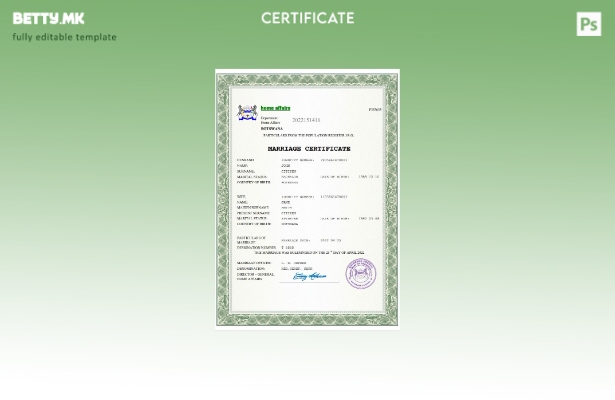 модерен стил Боцвана извод за брак Шаблон за Word и PDF
